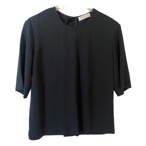 EVERLANE Short Sleeve Dark Navy Exposed Back Zipper - Picture 1 of 4
